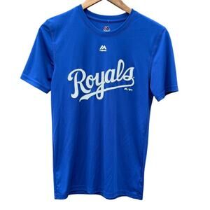 Kansas City Royals MLB baseball Majestic Cool Base blue shirt Size Youth Large